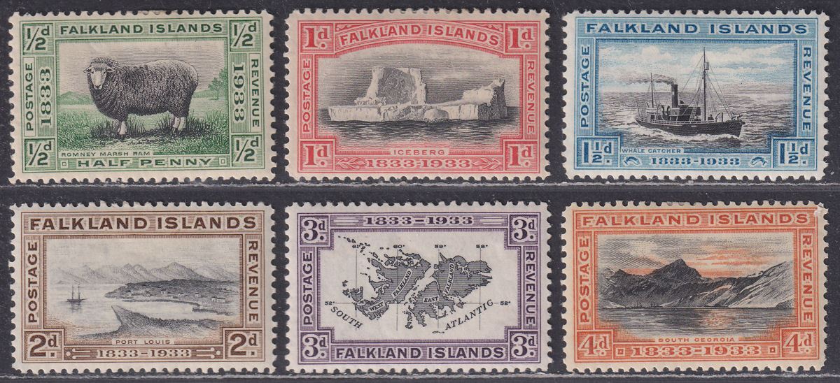 Falkland Islands 1933 KGV Centenary Set to 4d Mint SG127-132 cat £100