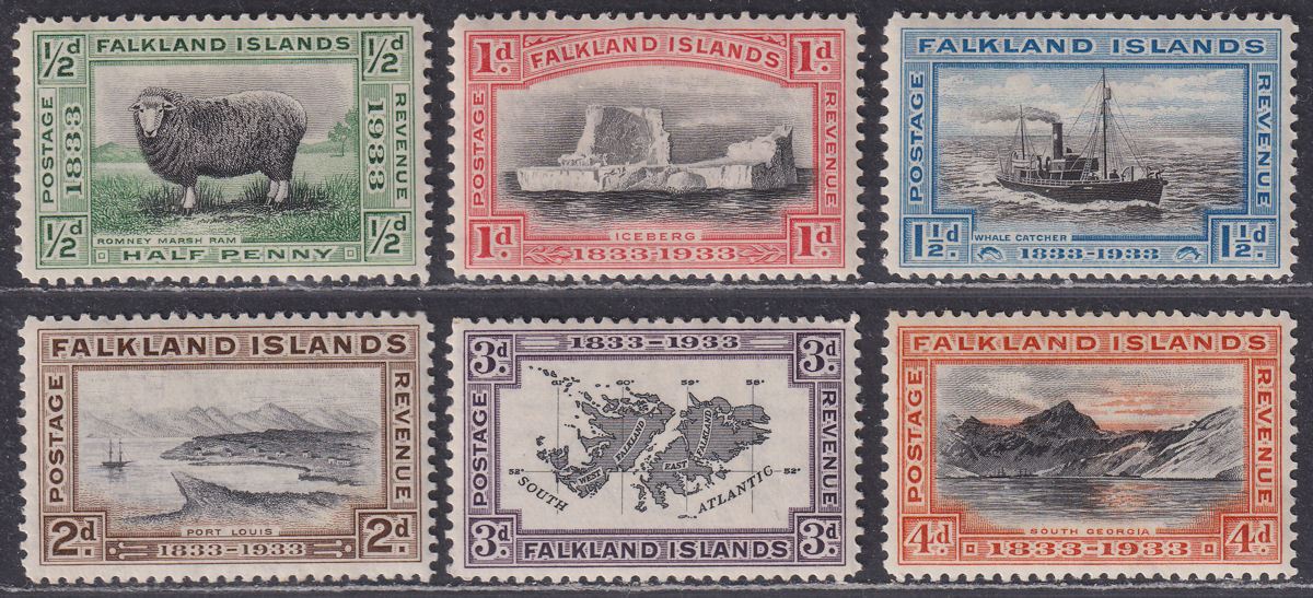 Falkland Islands 1933 KGV Centenary Set to 4d Mint SG127-132 cat £100