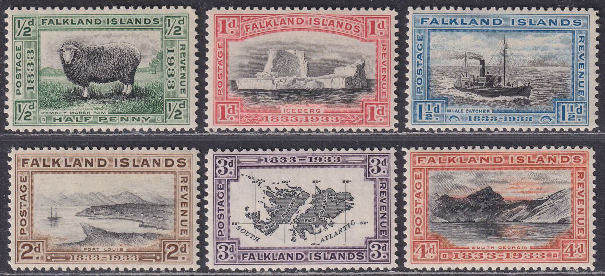 Falkland Islands 1933 KGV Centenary Set to 4d Mint SG127-132 cat £100
