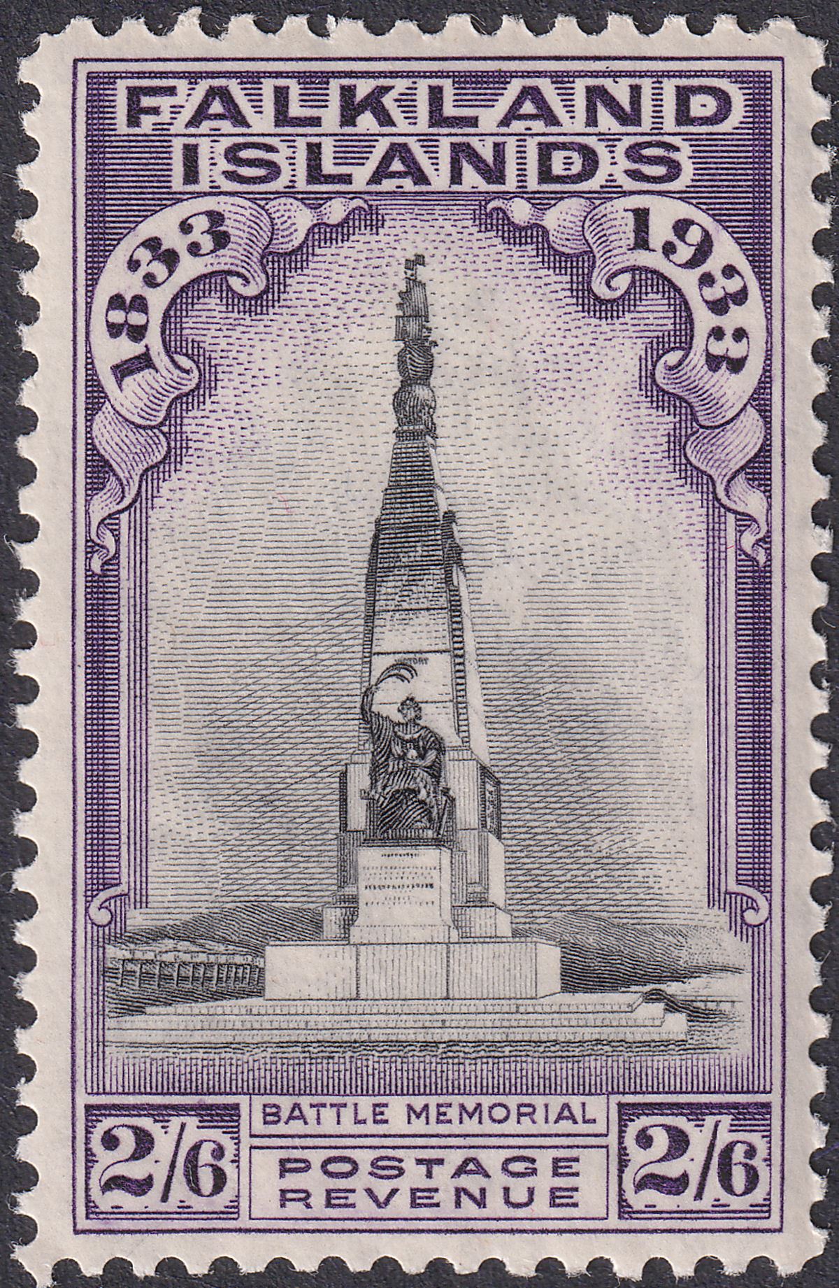 Falkland Islands 1933 KGV Centenary 2sh6d Black and Violet Mint SG135 cat £250