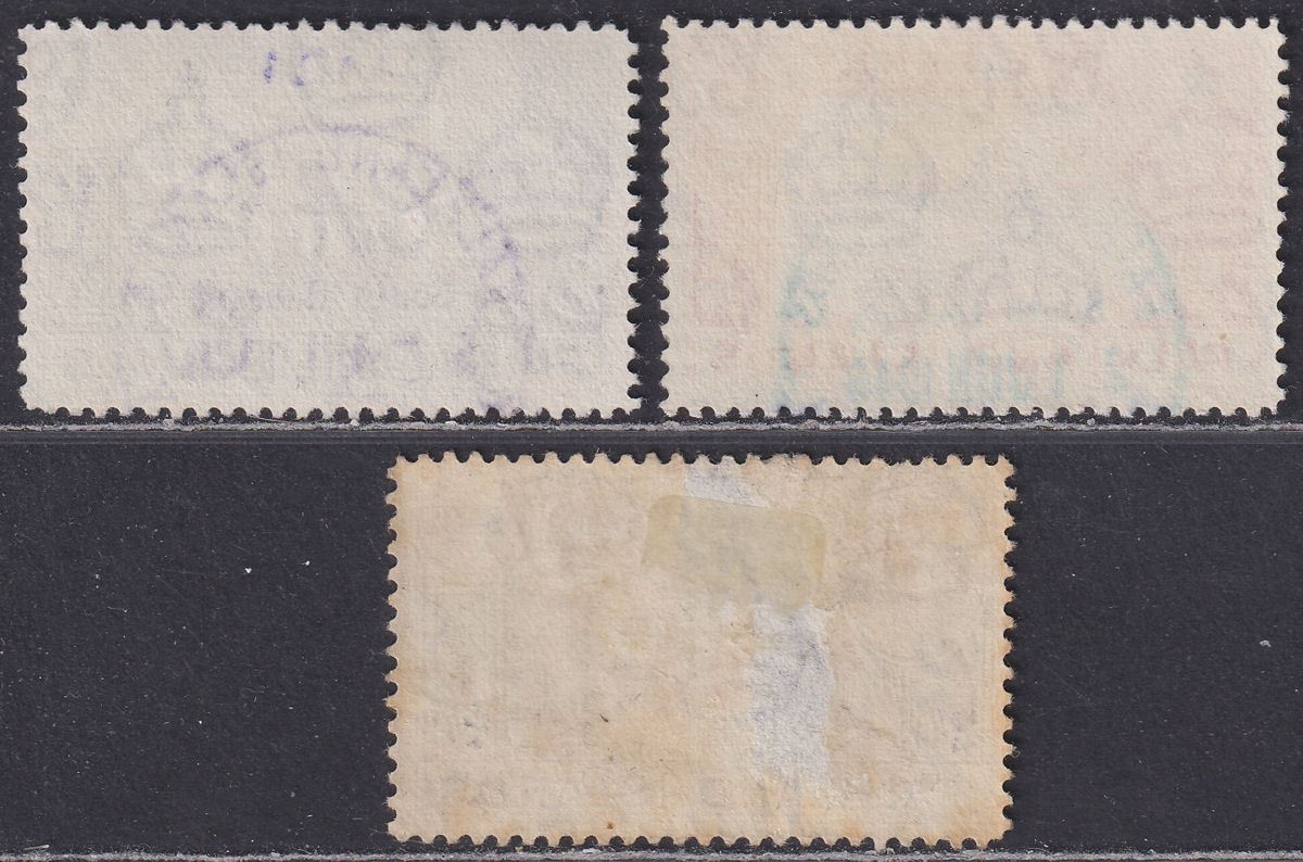 Falkland Islands 1946-47 KGVI 1d, 2½d, 2sh6d Used with SOUTH GEORGIA Postmarks