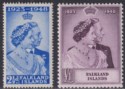 Click for more photos and details Falkland Islands 1948 KGVI Royal Silver Wedding 2½d, £1 Mint SG166-167 cat £90