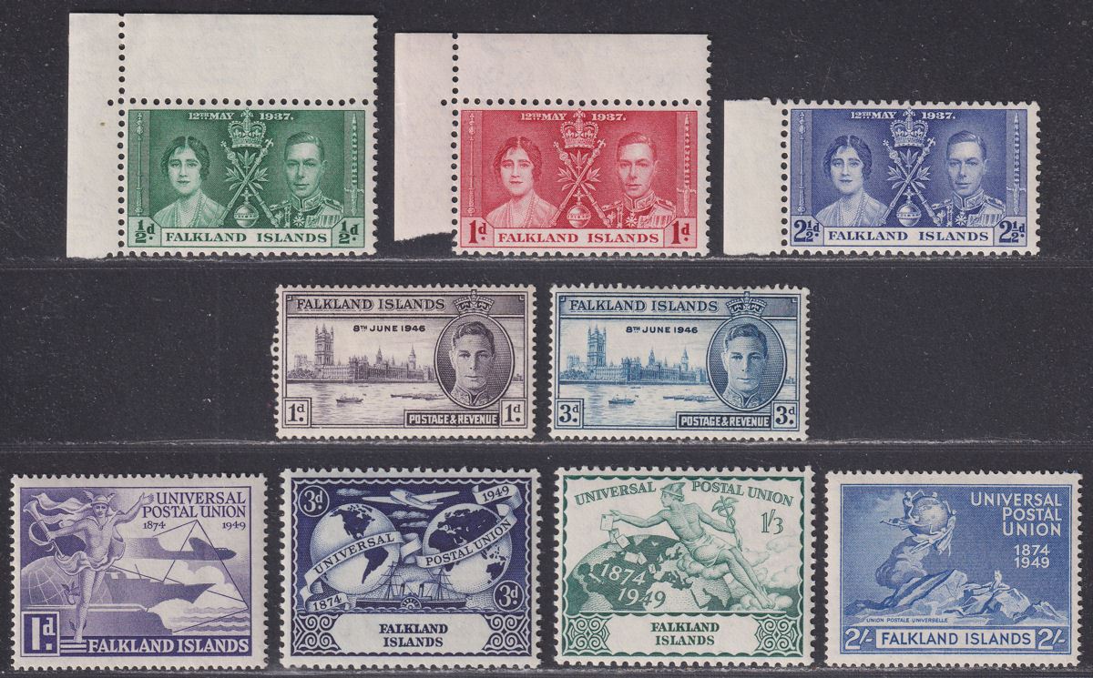 Falkland Islands 1937-49 KGVI Omnibus Selection Mint - Coronation, Victory, UPU 