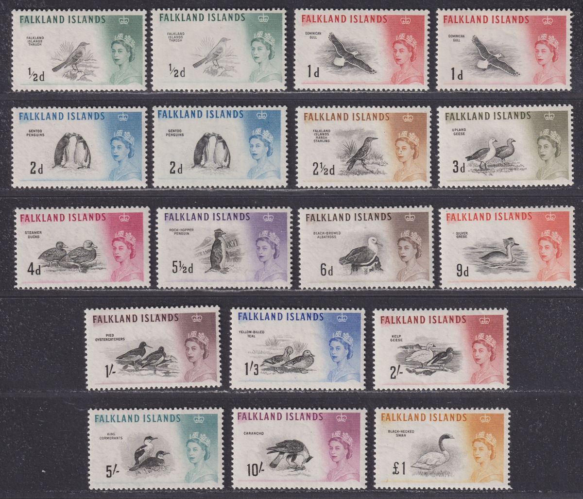 Falkland Islands 1960 QEII Birds Set Mint SG193-207 cat £180