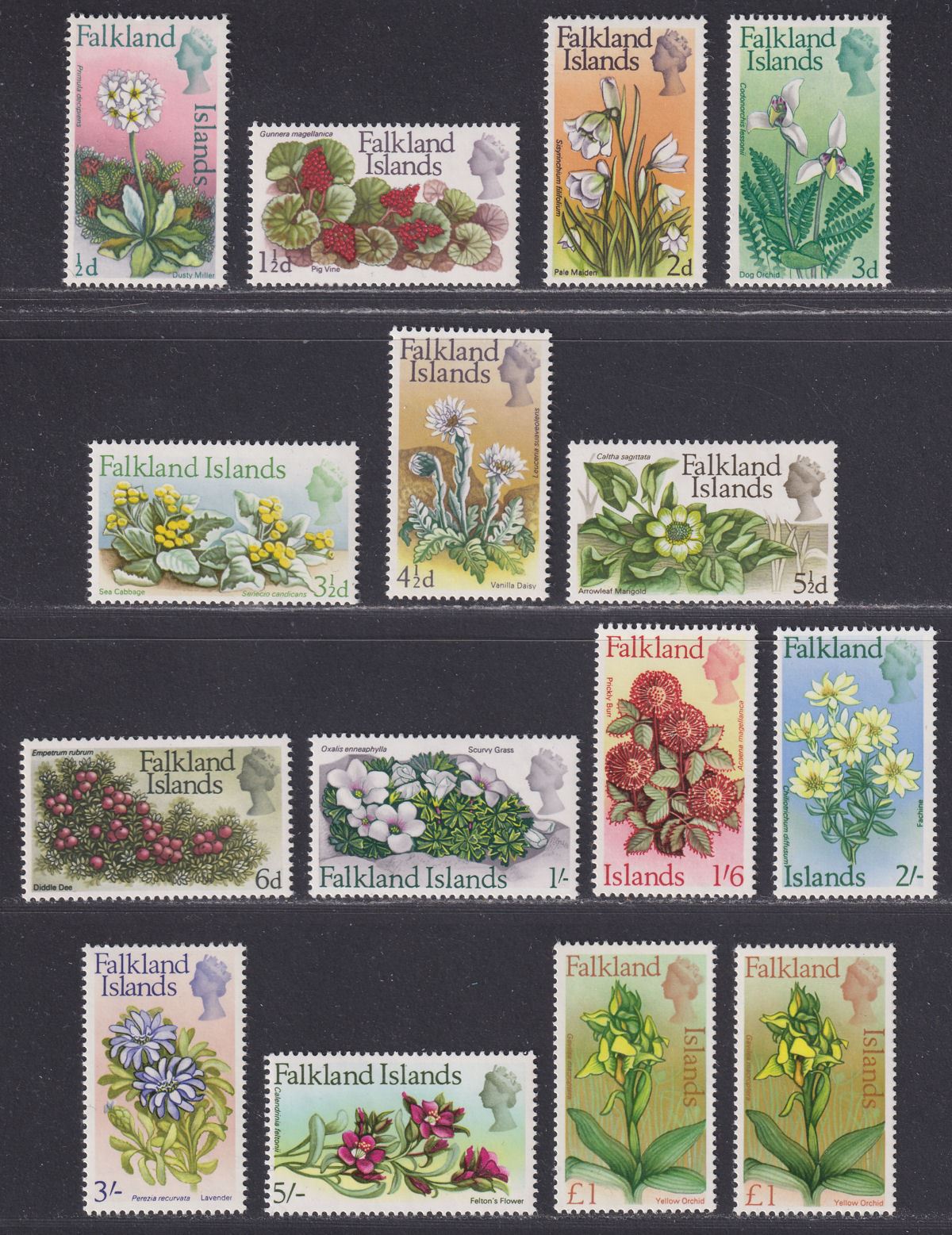Falkland Islands 1968 QEII Flowers Set UM Mint SG232-245 cat £75