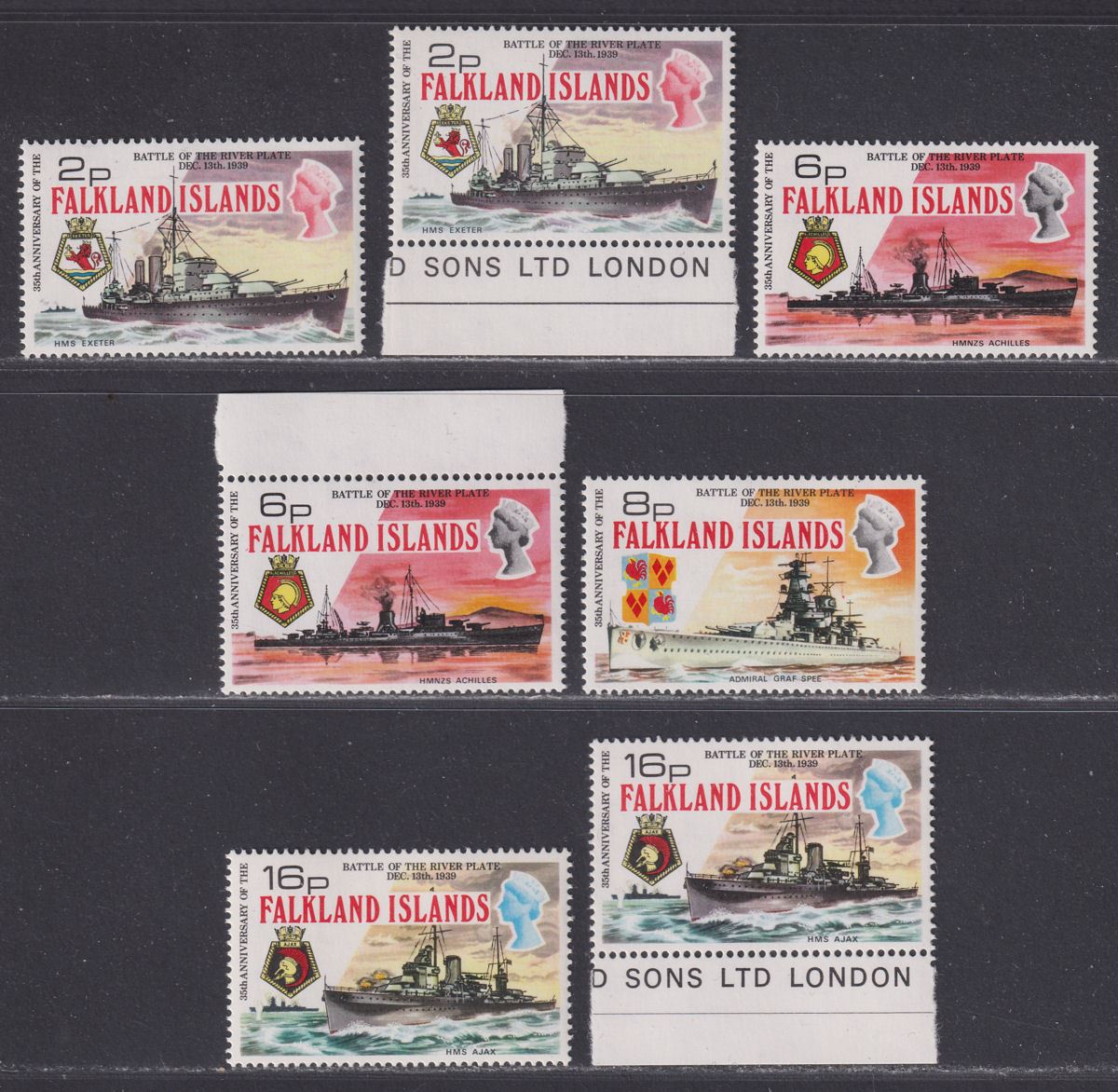 Falkland Islands 1974 QEII River Plate Set Mint SG307-310 inc wmk Crown to Right