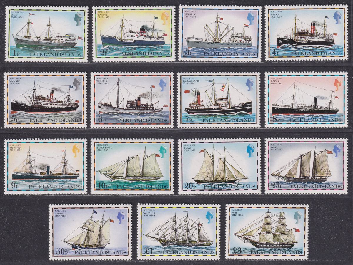 Falkland Islands 1978 Mail Ships No Imprint Set UM Mint SG331A-345A cat £15 MNH