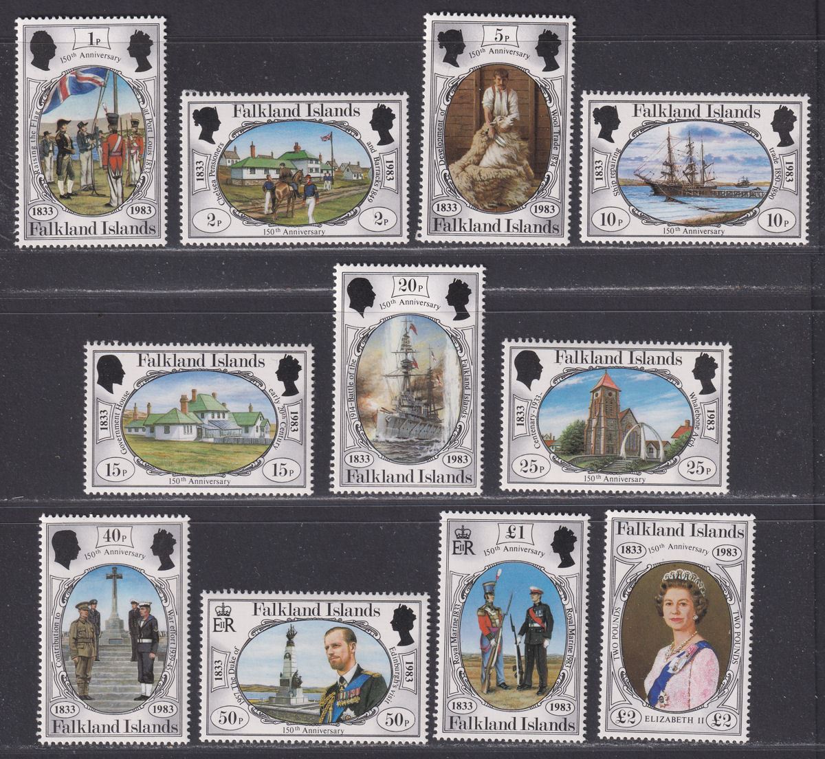 Falkland Islands 1981-83 QEII Mint Selection inc Fish, Birds, British Admin