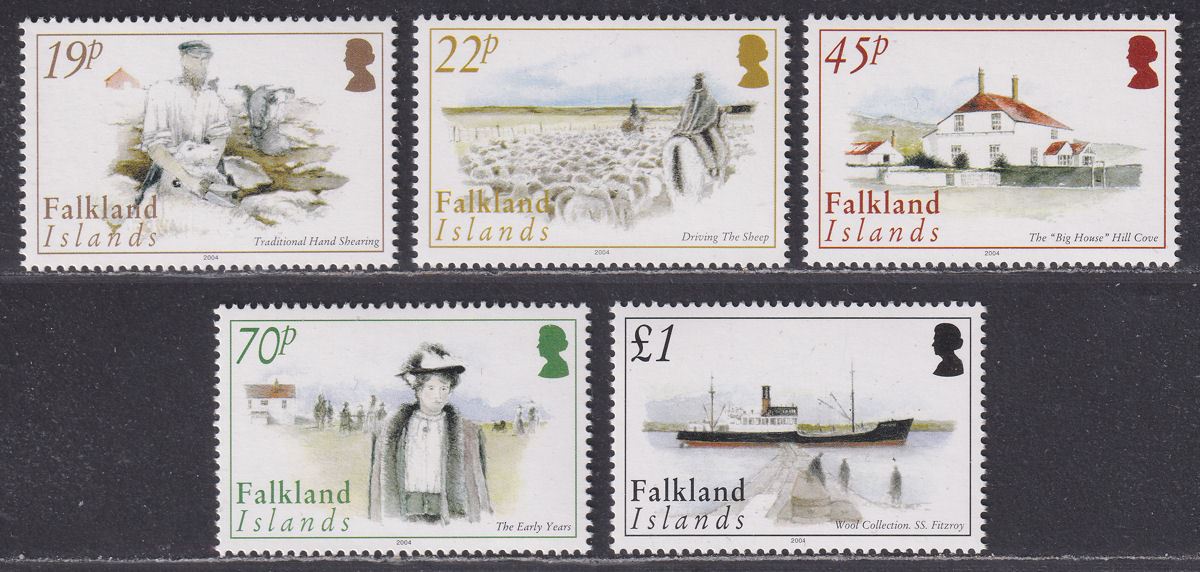 Falkland Islands 2004 QEII Sheep Farming Set Mint SG980-984 cat £14.50