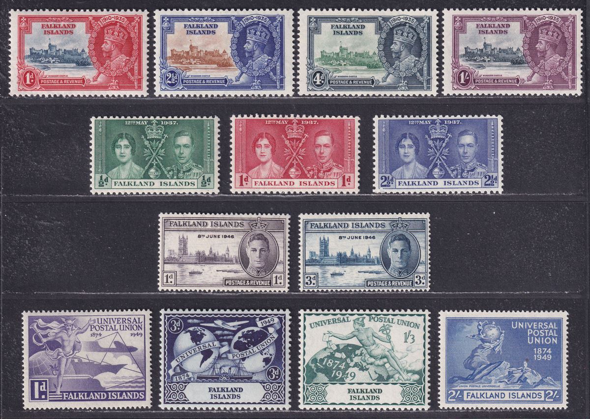 Falkland Islands 1935-49 KGV-KGVI Omnibus Selection Mint inc Silver Jubilee, UPU
