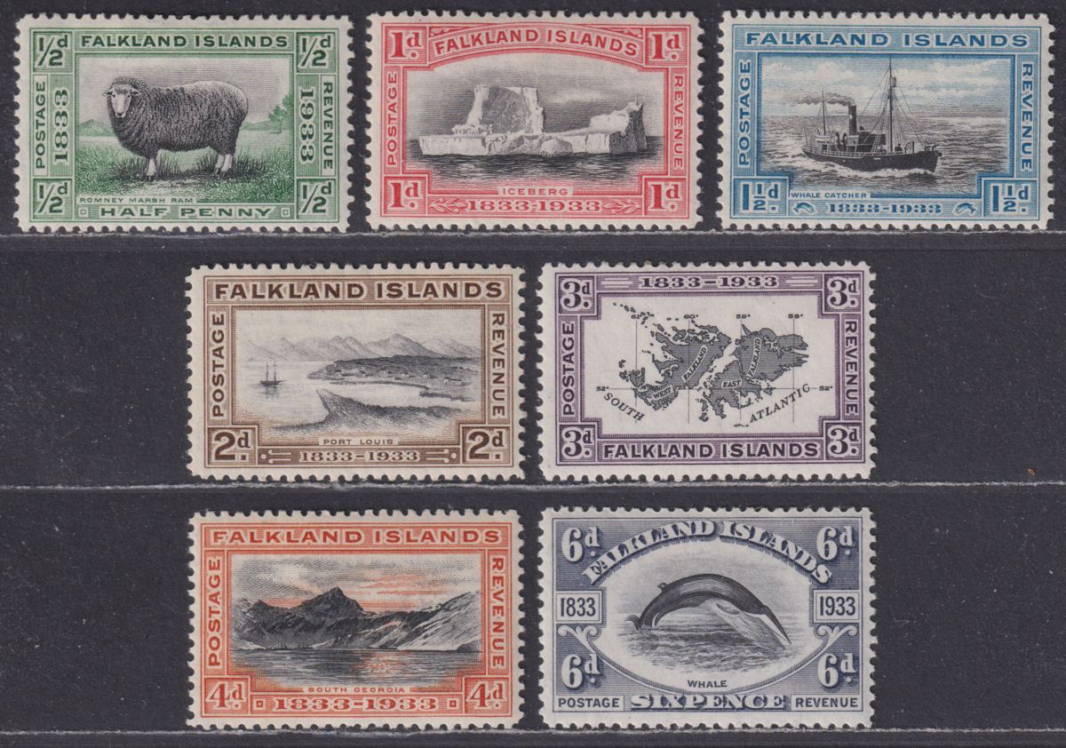 Falkland Islands 1933 KGV Centenary Set to 6d Mint SG127-133 cat £180