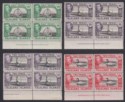 Falkland Islands 1938-50 King George VI ½d, 1d, 2d Imprint Blocks of 4 Mint
