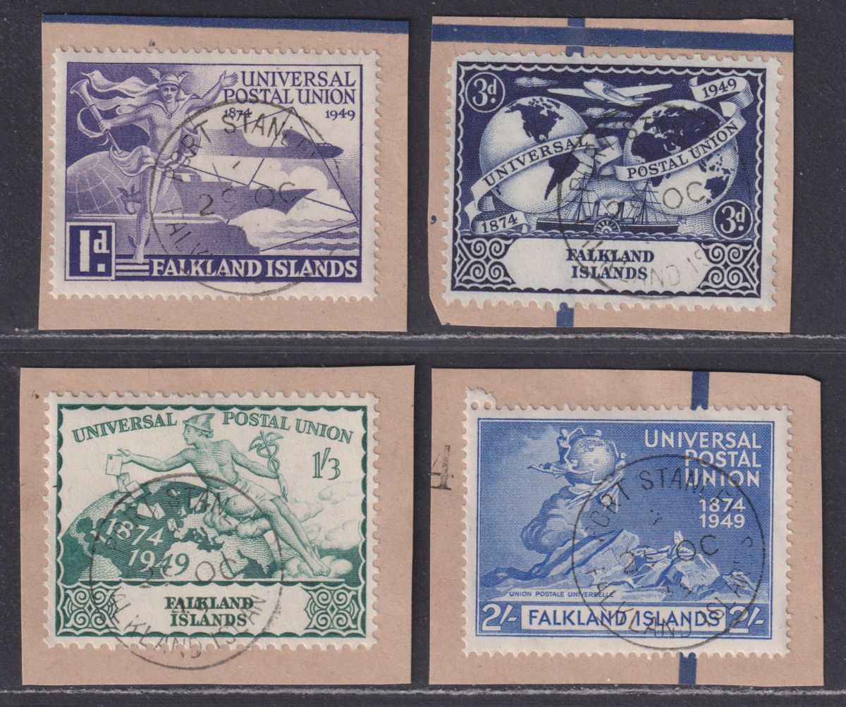 Falkland Islands 1949 KGVI 75th Anniv of UPU Set Used on Pieces SG168-171 c £16