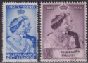 Falkland Islands 1948 KGVI Royal Silver Wedding 2½d, £1 Used SG166-167 cat £65