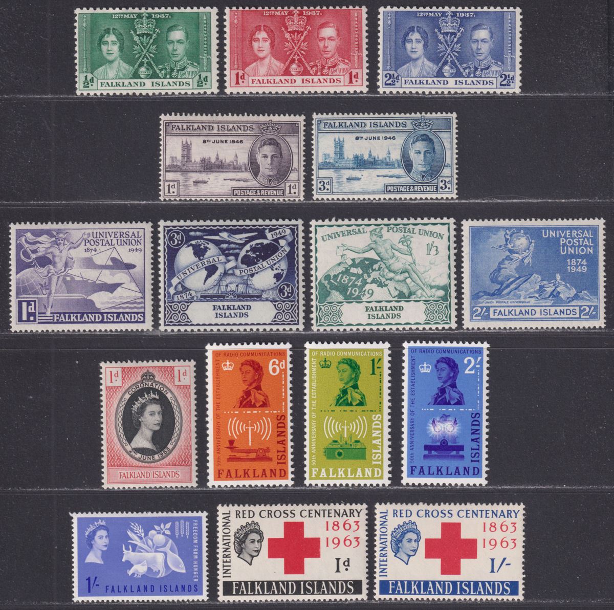 Falkland Islands 1937-63 KGVI-QEII Mint inc Coronation, UPU, Red Cross