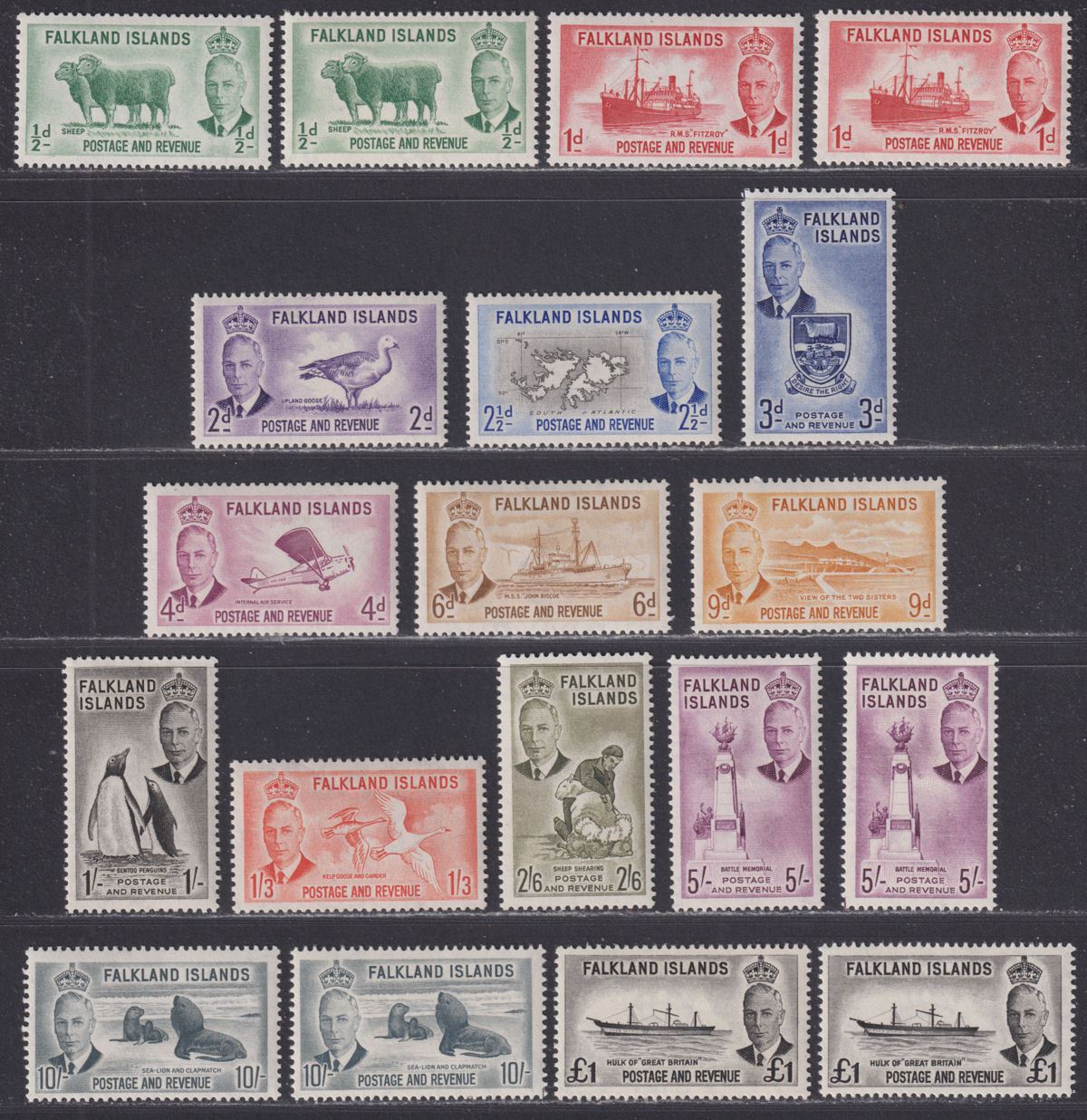 Falkland Islands 1952 King George VI Set UM Mint SG172-185 cat £190+