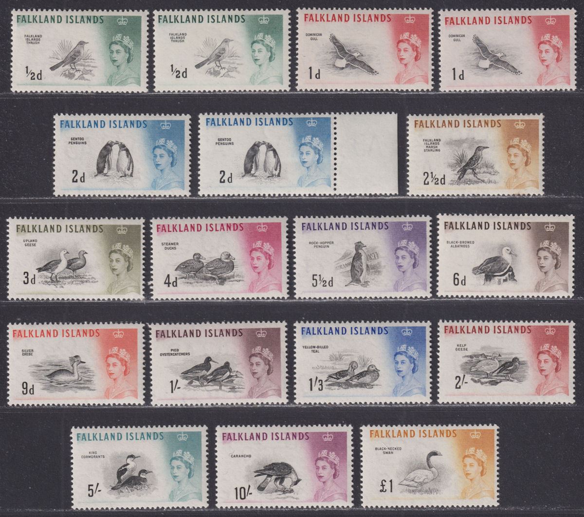 Falkland Islands 1960 QEII Birds Set Mint SG193-207 cat £180+