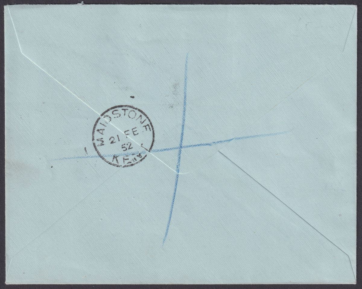 Falkland Islands 1952 KGVI 1sh, 3d Used on Registered Airmail Cover FOX BAY Pmks