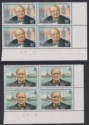 Falkland Islands 1974 Churchill 16p, 20p Plate No Blocks of 4 UM Mint SG304-305