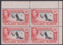Falkland Islands 1946 KGVI Turkey Vultures 1sh3d Block of 4 Mint SG159