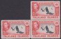 Falkland Islands 1946 KGVI Turkey Vultures 1sh3d Block of 3 UM Mint SG159