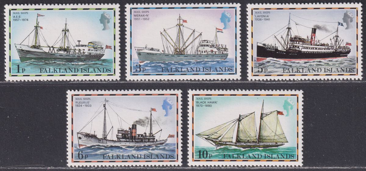 Falkland Islands 1980 Mail Ships Part Set to 10p UM Mint - Second Printings