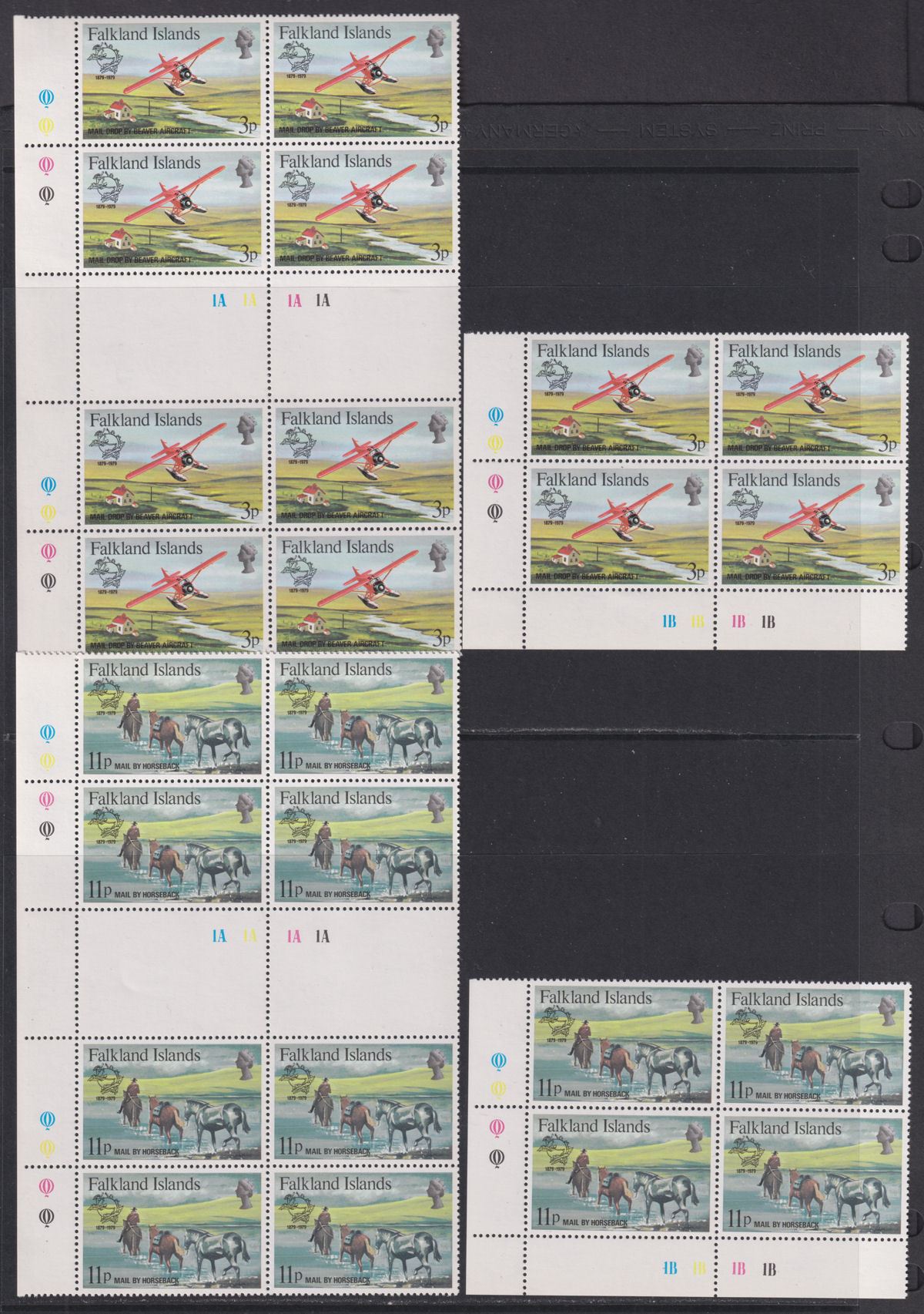 Falkland Islands 1979 QEII Centenary of UPU Membership Block Sets Mint SG368-370