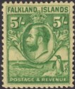 Falkland Islands 1929 KGV Whale + Penguins 5sh Grn on Yel Mint SG124 c£100 CREAS