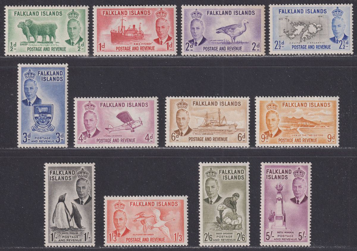 Falkland Islands 1952 King George VI Set to 5sh Mint SG172-183 cat £120