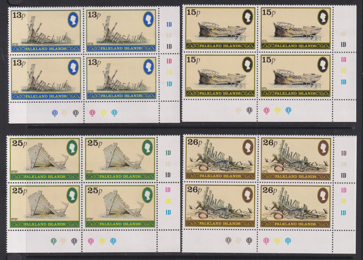 Falkland Islands 1982 QEII Shipwrecks Part Block Set UM Mint