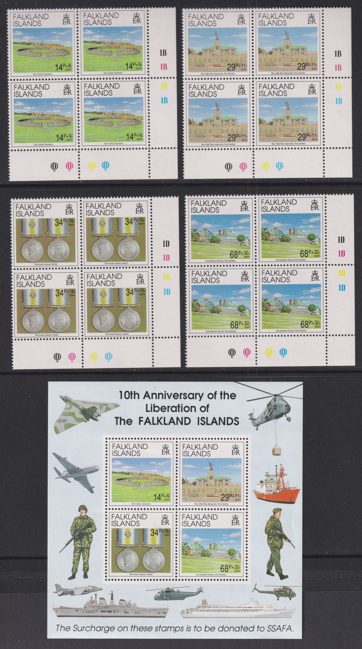 Falkland Islands 1992 QEII Liberation Block Set + MS Mint SG656-MS660