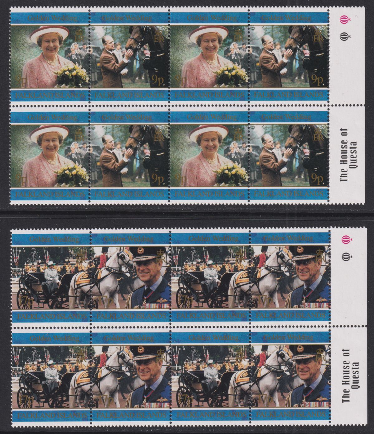 Falkland Islands 1997 QEII Golden Wedding Block Set + MS UM Mint SG785a-MS791