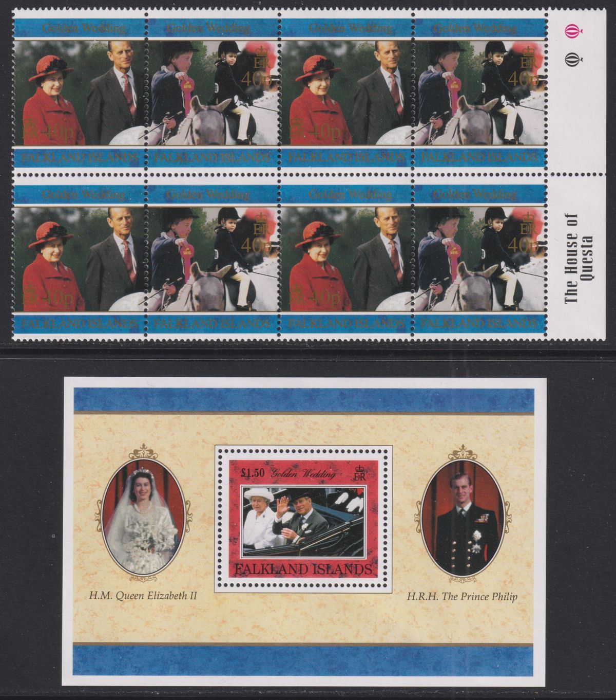 Falkland Islands 1997 QEII Golden Wedding Block Set + MS UM Mint SG785a-MS791