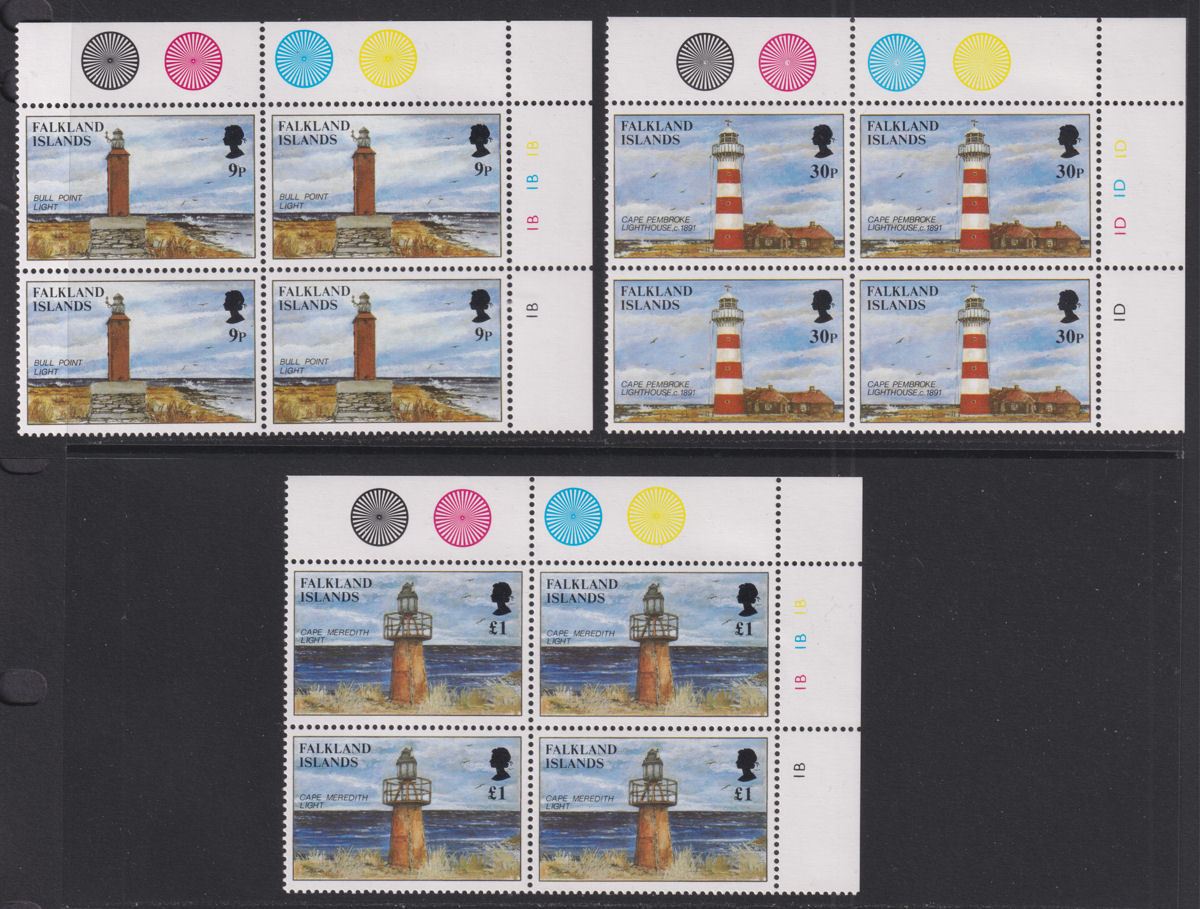 Falkland Islands 1997 QEII Lighthouses Plate Block Set UM Mint SG792-794 cat £64