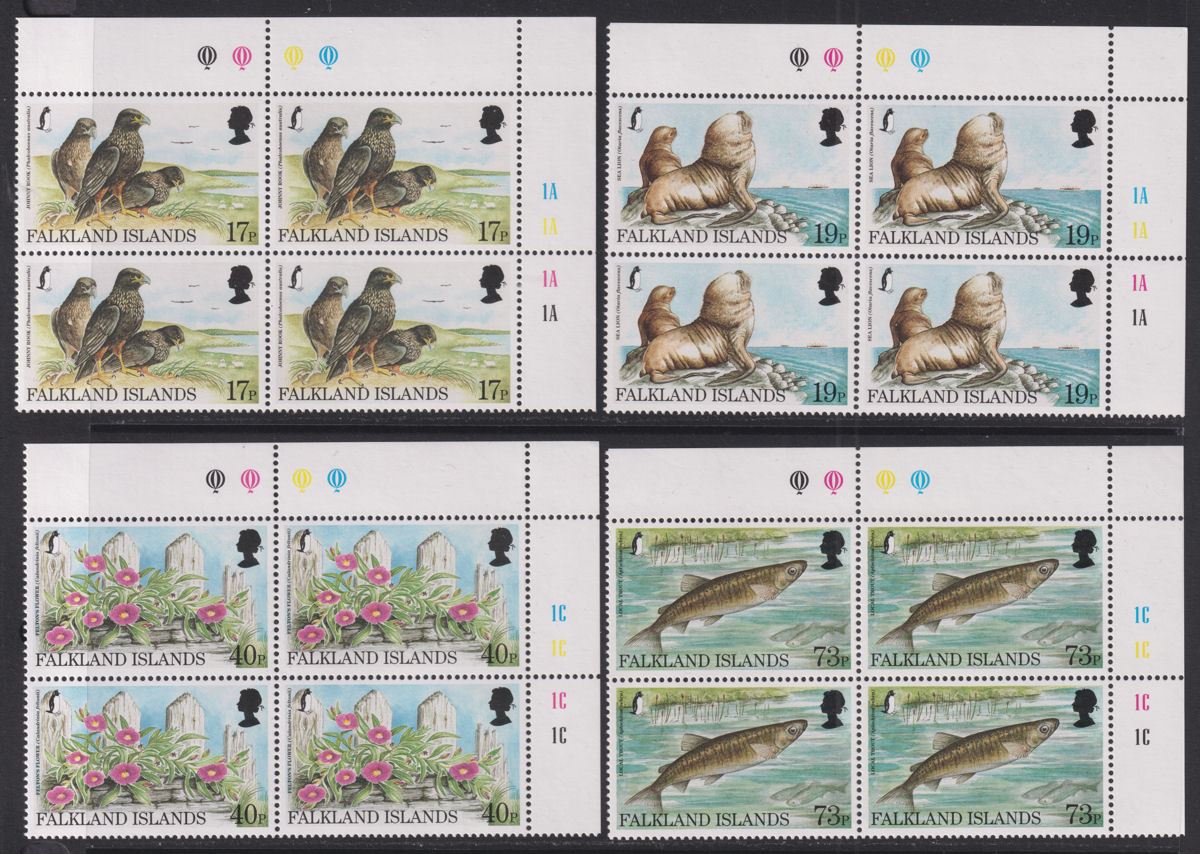 Falkland Islands 1997 QEII Endangered Species Plate Block Set UM Mint SG795-798