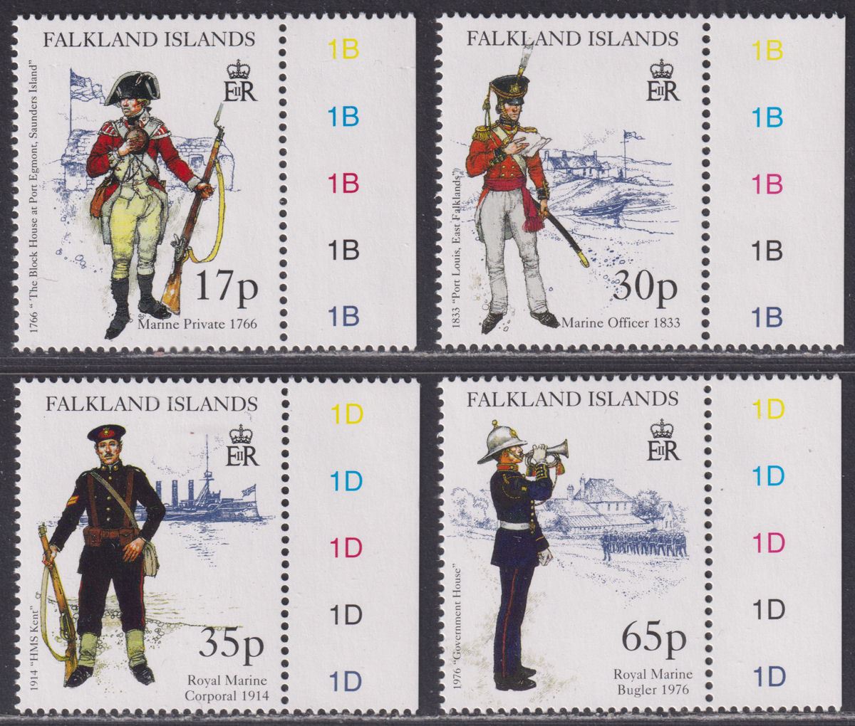 Falkland Islands 1998 QEII Royal Marine Uniforms Set UM Mint SG825-828 cat £16