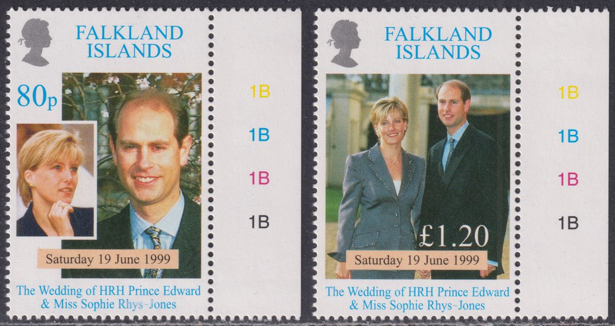 Falkland Islands 1999 Royal Wedding 80p, £1.20 Mint SG838-839 cat £11 QEII