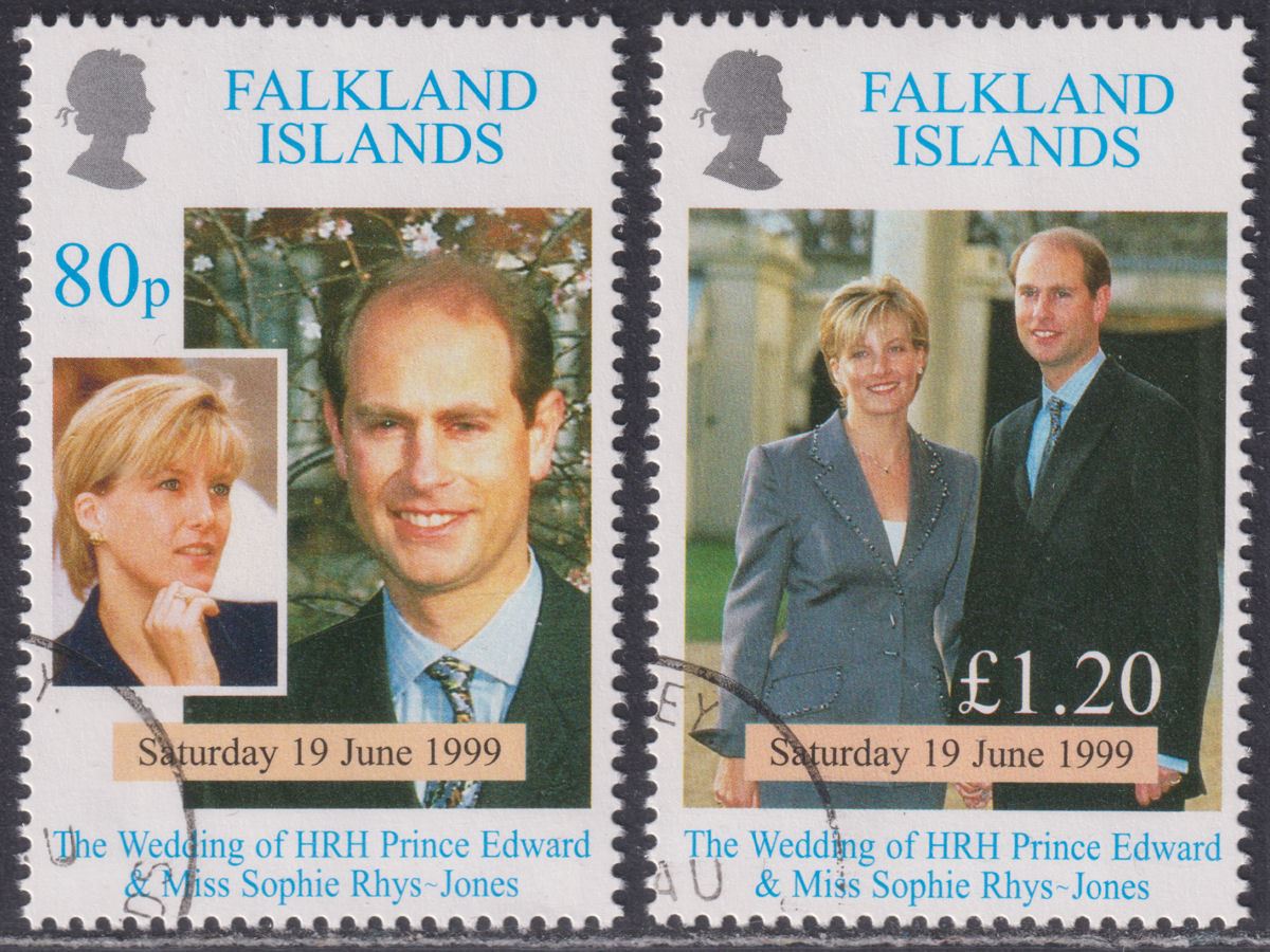 Falkland Islands 1999 Royal Wedding 80p, £1.20 Used SG838-839 cat £12 QEII