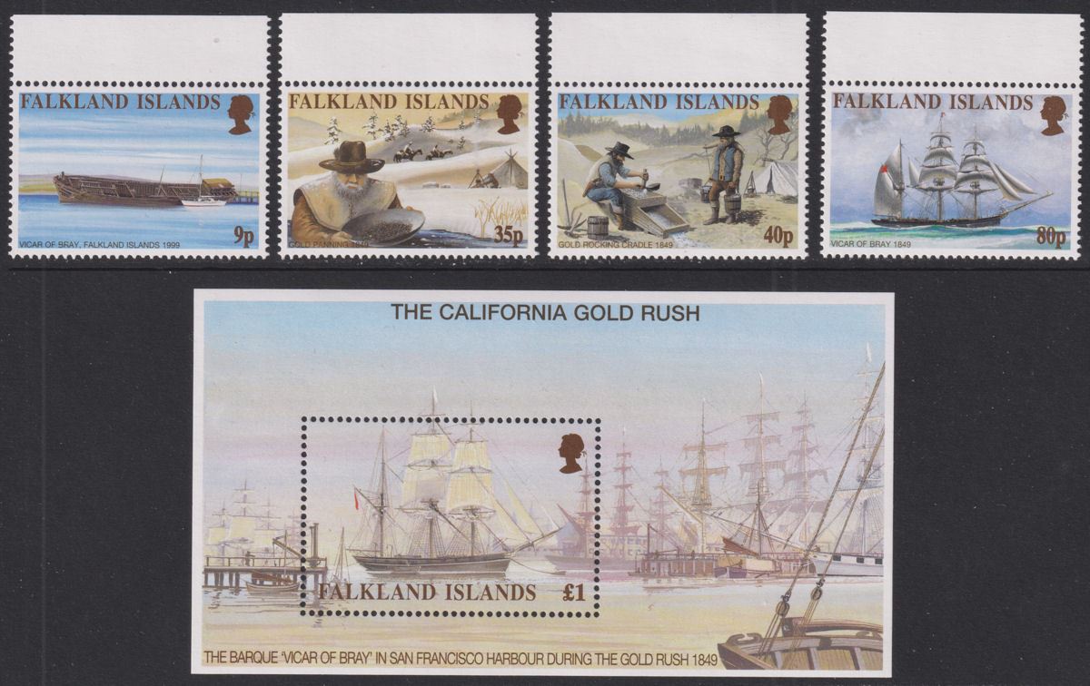Falkland Islands 1999 QEII California Goldrush Set + MS Mint SG854-MS858 cat £38