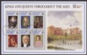 Falkland Islands 2000 QEII Stamp Show Kings + Queens Sheet Used SG870a cat £16