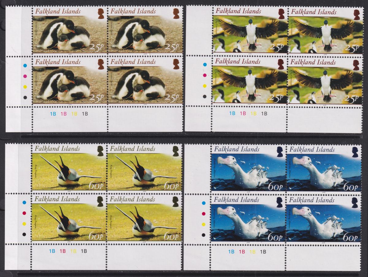 Falkland Islands 2006 QEII Tourism Seabirds Plate Block Set UM Mint SG1046-1049