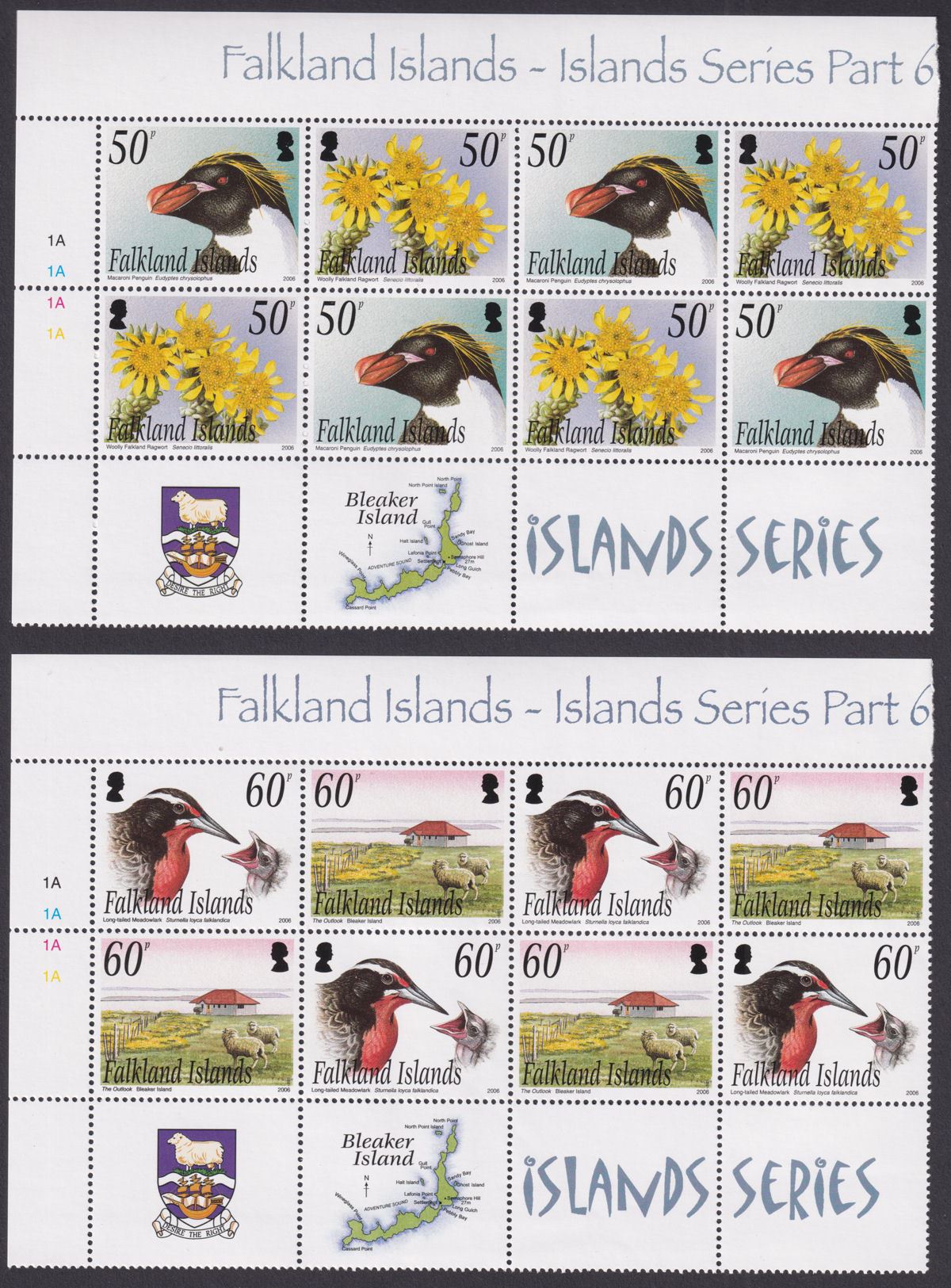 Falkland Islands 2006 QEII Bleaker Island Mint Block Set Mint SG1050a-1052a c£58
