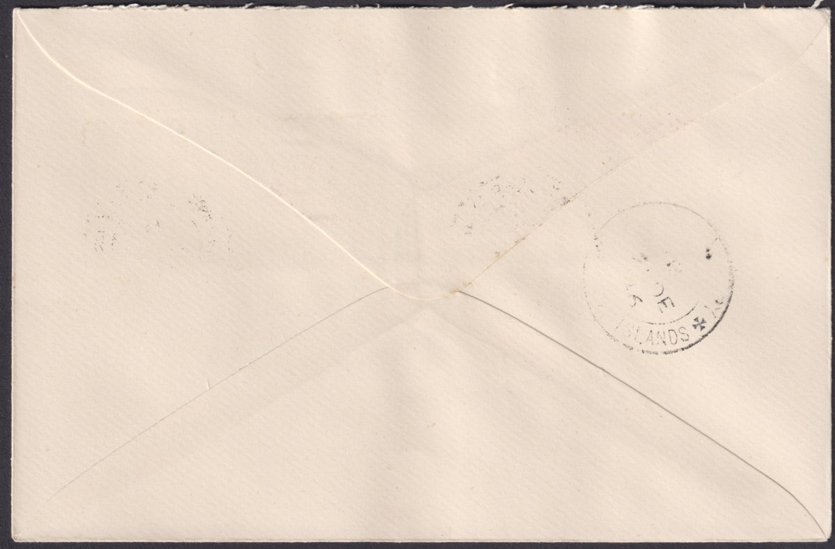 Falkland Islands 1936 KGV Centenary 1d, ½d Used Cover with FOX BAY Postmarks