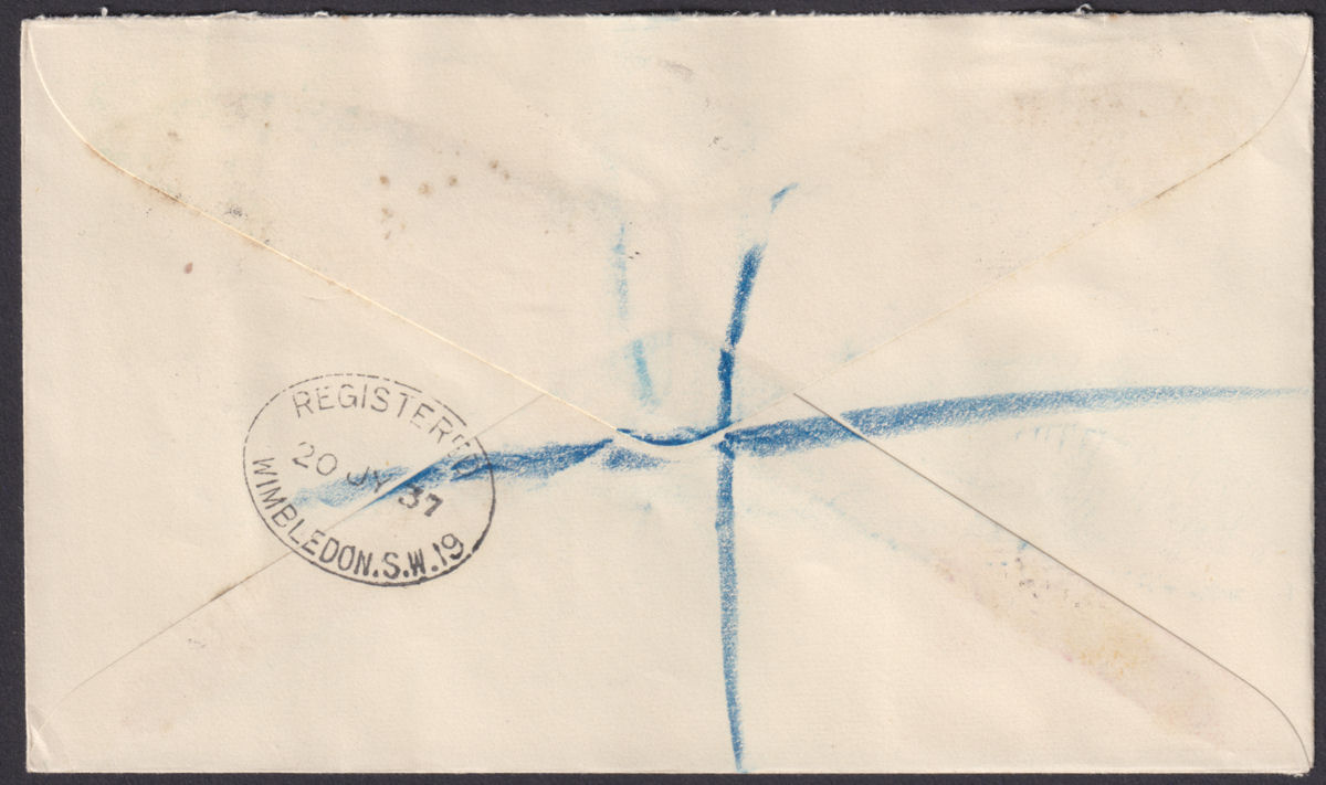 Falkland Islands 1937 KGVI Coronation Registered First Day Cover Used FOX BAY