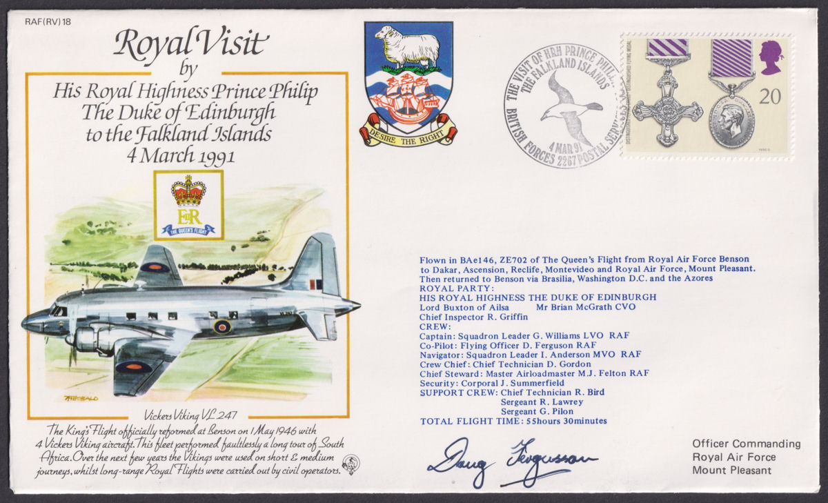 Falkland Islands 1991 Royal Visit HRH Duke of Edinburgh Commem Signed Covers