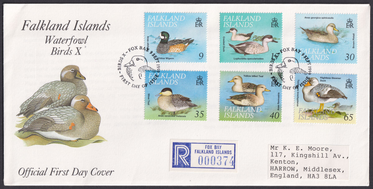 Falkland Islands 1999 QEII Waterfowl Official Regd First Day Cover - Fox Bay