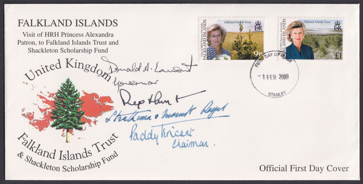Falkland Islands 2000 QEII Princess Alexandra Official First Day Cover - Signed