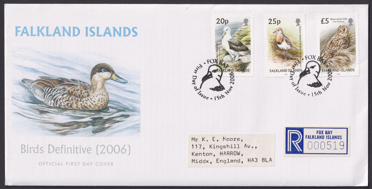 Falkland Islands 2006 QEII Birds Official Registered First Day Cover - FOX BAY