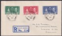 Falkland Islands 1938 KGVI Coronation Registered Cover SOUTH GEORGIA SG Z70-Z72
