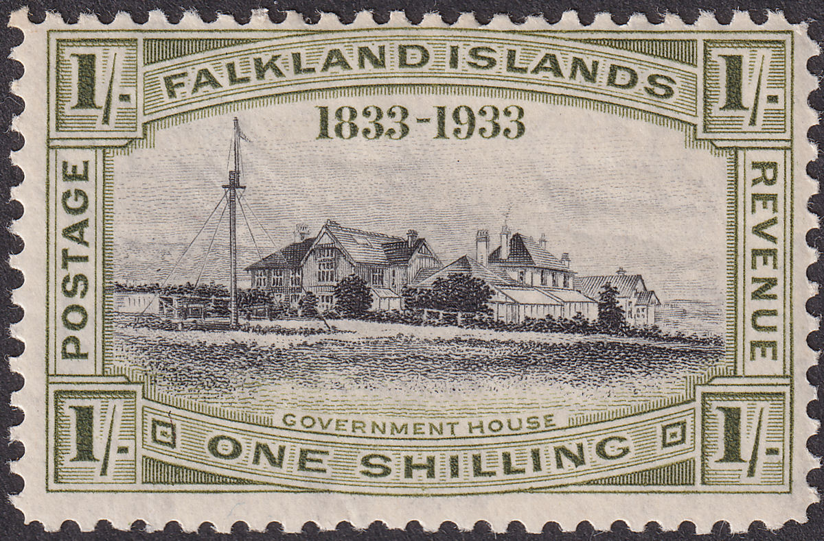Falkland Islands 1933 KGV Centenary Government House 1sh Mint SG134 c£75 TONES